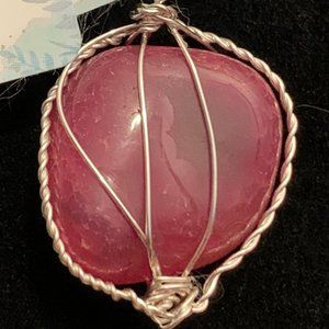 Colored Agate (magenta) #197, Polished Stone Pendant